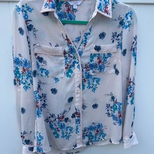 Candie's Floral Top with Blue and Pink Accents